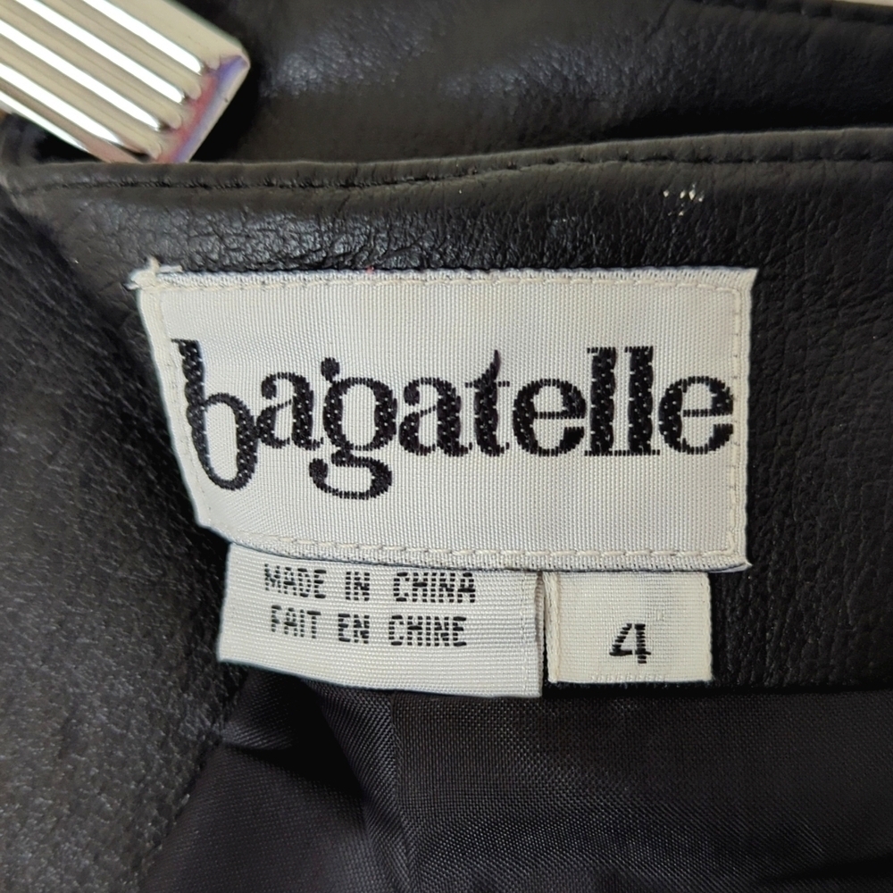 Bagatelle 90's Vintage Genuine Leather High Waisted A-Line Mini Skirt Black 4 - Picture 10 of 13